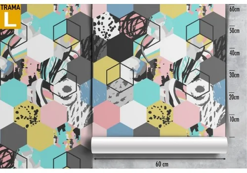 Wallpaper modern geometric decoration cubes hexagons. 2