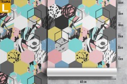 Wallpaper modern geometric decoration cubes hexagons.