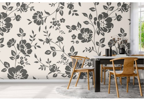 Vintage nature black flower wallpaper.