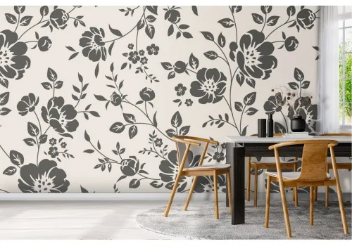 Vintage nature black flowers wallpaper.