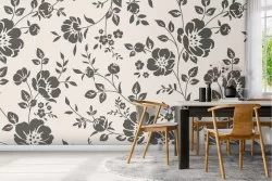 Vintage nature black flower wallpaper.