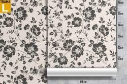 Carta da Parati fiori nero natura vintage.