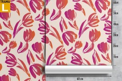 Carta da Parati fiori rossi stilizzati natura moderna.