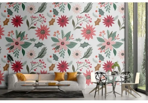 Red flowers vintage nature wallpaper.