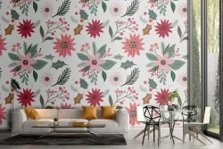 Red flowers vintage nature wallpaper.