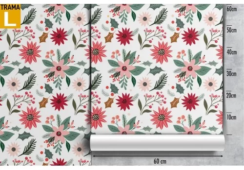 Carta da Parati fiori rosso natura vintage. 2