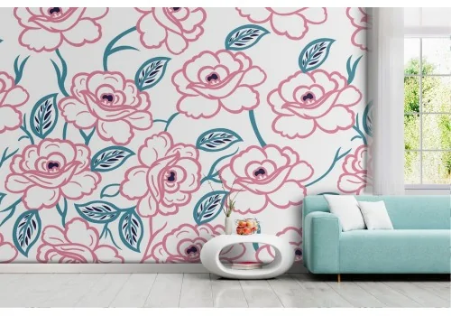 Wallpaper stylized pink flowers nature.