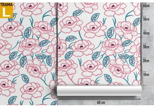 Wallpaper with stylized pink flowers nature. 2