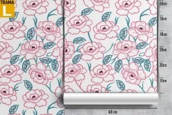 Carta da Parati fiori stilizzati rosa natura.