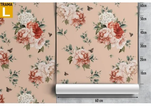 Red and white flowers vintage nature wallpaper. 2