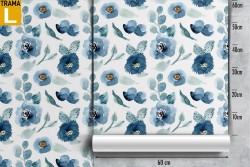 Carta da Parati fiori azzurro natura pattern vintage.