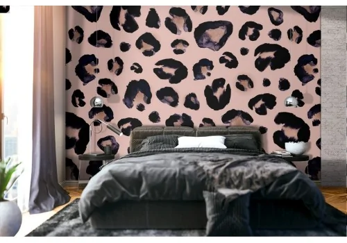 Spotted abstract pink wallpaper decoration.