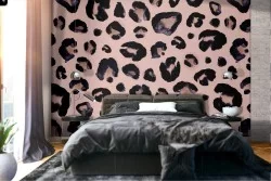 Pink abstract spotted wallpaper decoration.