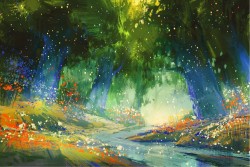 Carta da Parati Design e Stili Flora e Fauna Paesaggi e Natura Dipinti e Acquerelli Foglie e Fiori Foreste e Alberi Natura