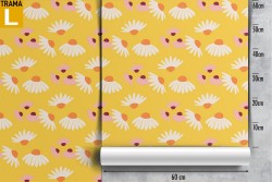 Carta da Parati margherite stilizzate pattern giallo.