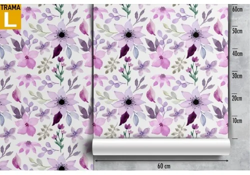 Carta da Parati fiori rosa e lilla natura moderna. 2