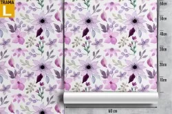 Modern nature wallpaper with pink and lilac flowers.