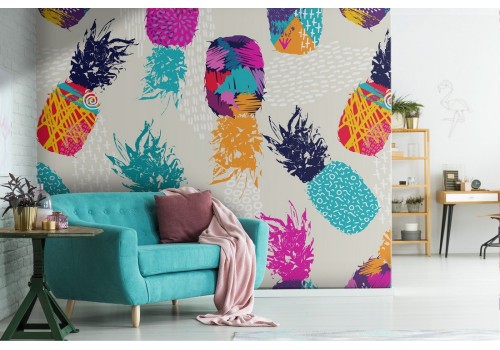 Stylized pineapple wallpaper, fun and modern.