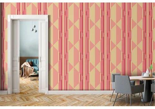 Wallpaper with vintage stripes and geometric patterns.