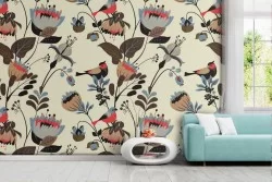 Vintage nature wallpaper with flowers.