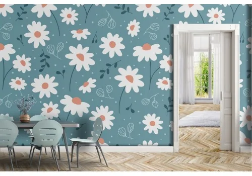 Daisy nature pattern modern wallpaper.