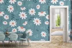 Carta da Parati margherite natura pattern moderno.