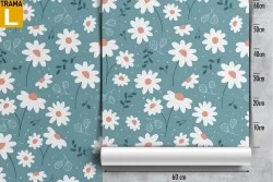 Carta da Parati margherite natura pattern moderno.