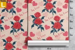 Carta da Parati rose rosse natura pattern romantico.