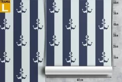 Modern wallpaper decoration anchors and stripes.