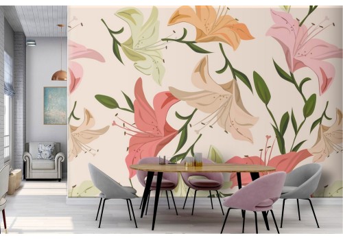 Tropical flowers nature modern pattern wallpaper.
