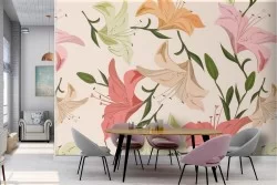 Tropical flowers nature modern pattern wallpaper.