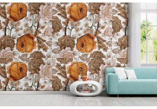 Orange flowers vintage nature wallpaper.