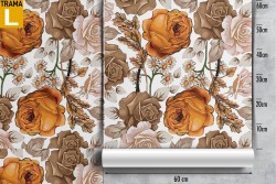 Carta da Parati fiori arancione natura vintage.