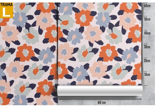 Carta da Parati fiori natura astratta moderna rosa azzurro. 2