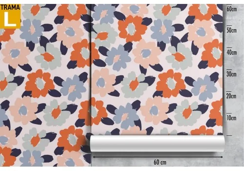 Carta da Parati fiori natura astratta moderna rosa azzurro. 2