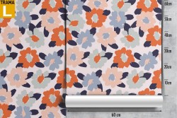 Carta da Parati fiori natura astratta moderna rosa azzurro.