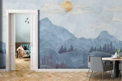 Stylized Luxury Mountain Trees Wallpaper