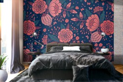 Red flowers nature pattern modern wallpaper.