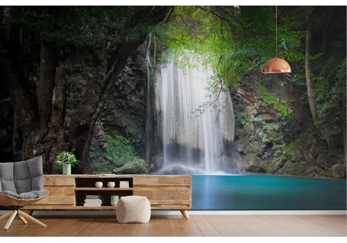 Wallpaper landscape waterfall tropical oasis