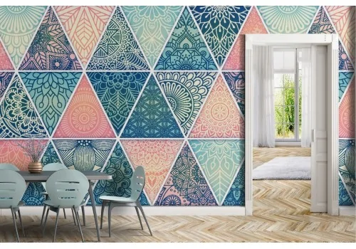 Carta da Parati decorazione geometrica triangoli moderna.