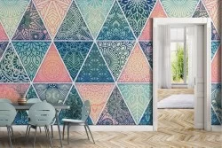 Modern geometric triangle wallpaper decoration.