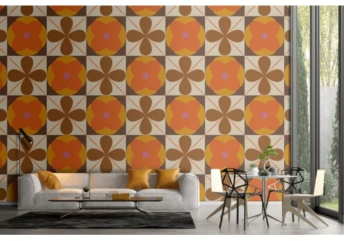 Vintage geometric decoration wallpaper tiles.