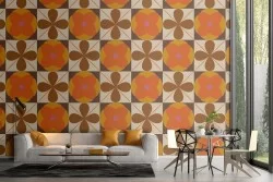 Carta da Parati decorazione geometrica vintage mattonelle.