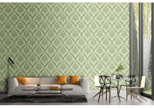 Green vintage geometric wallpaper decoration.