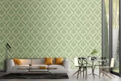 Carta da Parati decorazione geometrica vintage verde.