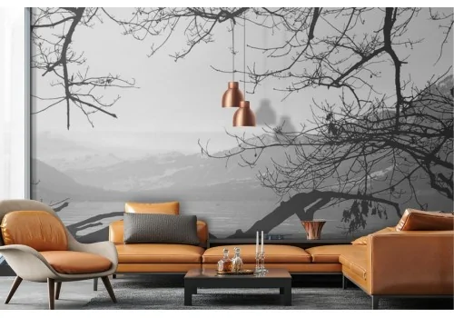 Carta da Parati paesaggio lago in montagna 2