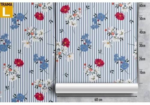 Carta da Parati fiori vintage natura raffinata righe nero. 2