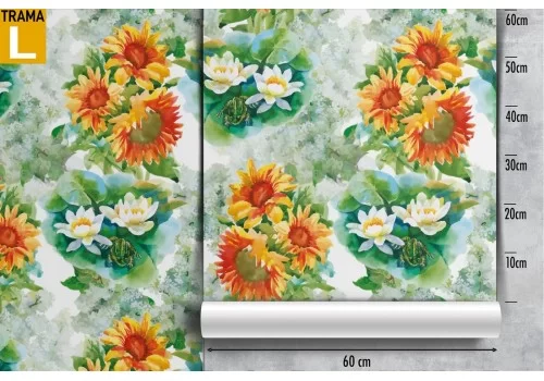 Carta da Parati fiori arancione vintage natura pattern. 2