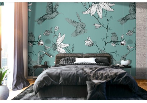 White flowers nature pattern modern wallpaper.