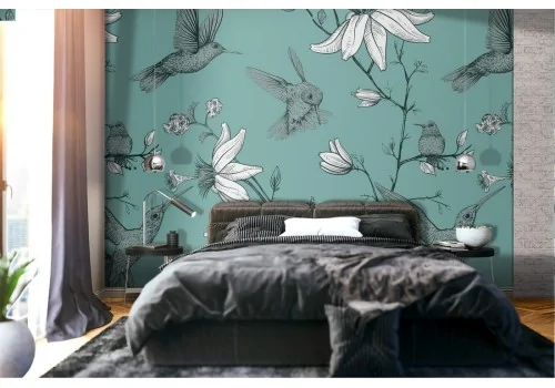 White flowers nature pattern modern wallpaper.